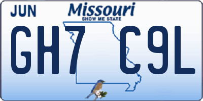 MO license plate GH7C9L