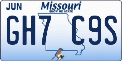 MO license plate GH7C9S