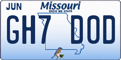 MO license plate GH7D0D