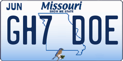MO license plate GH7D0E