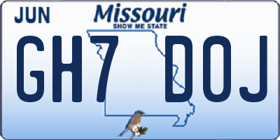 MO license plate GH7D0J