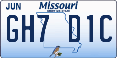 MO license plate GH7D1C