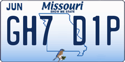 MO license plate GH7D1P