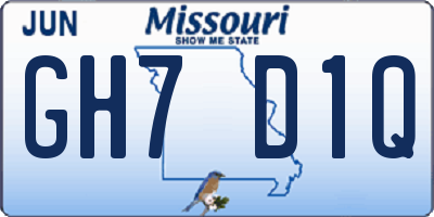 MO license plate GH7D1Q
