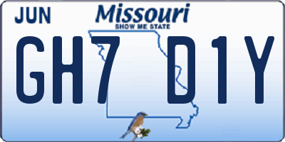 MO license plate GH7D1Y
