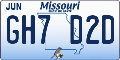 MO license plate GH7D2D