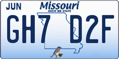 MO license plate GH7D2F