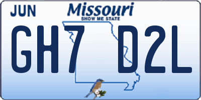 MO license plate GH7D2L