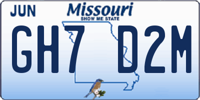 MO license plate GH7D2M