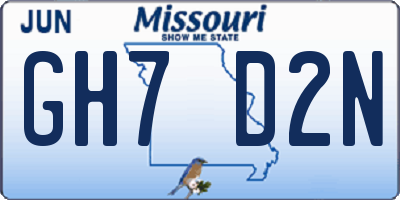 MO license plate GH7D2N