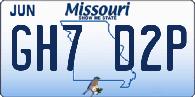 MO license plate GH7D2P