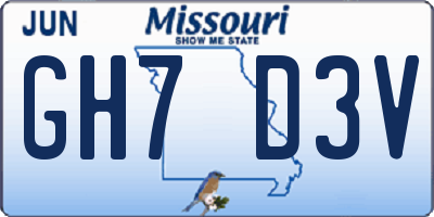 MO license plate GH7D3V