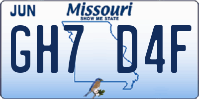 MO license plate GH7D4F