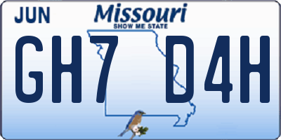 MO license plate GH7D4H