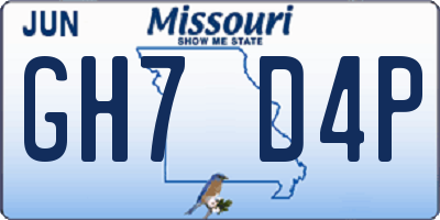 MO license plate GH7D4P