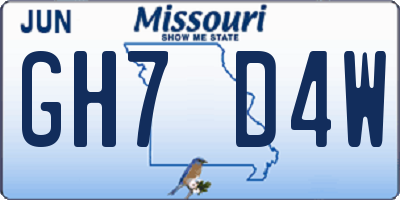 MO license plate GH7D4W