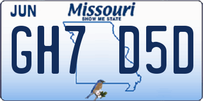 MO license plate GH7D5D