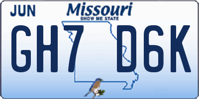 MO license plate GH7D6K
