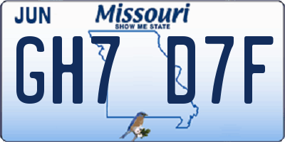MO license plate GH7D7F