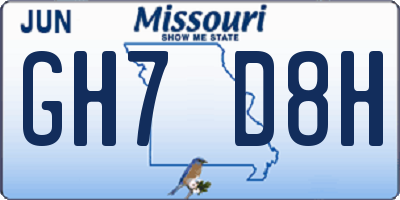 MO license plate GH7D8H