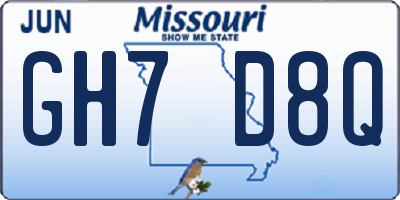 MO license plate GH7D8Q