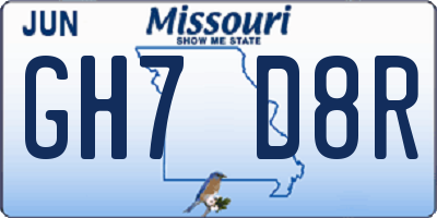 MO license plate GH7D8R