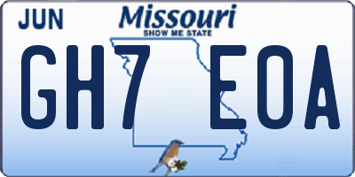 MO license plate GH7E0A
