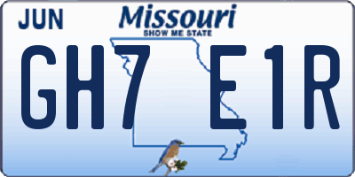 MO license plate GH7E1R
