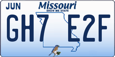 MO license plate GH7E2F