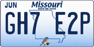 MO license plate GH7E2P