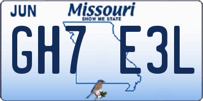MO license plate GH7E3L