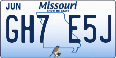 MO license plate GH7E5J