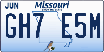 MO license plate GH7E5M