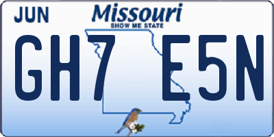 MO license plate GH7E5N