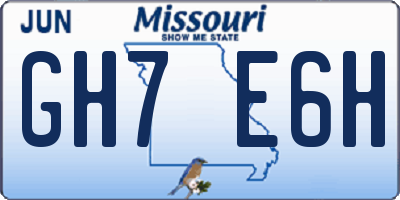 MO license plate GH7E6H