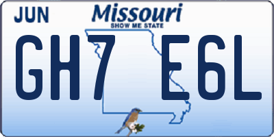 MO license plate GH7E6L