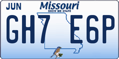 MO license plate GH7E6P