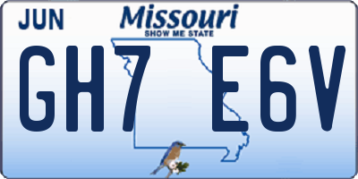 MO license plate GH7E6V