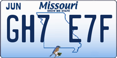 MO license plate GH7E7F