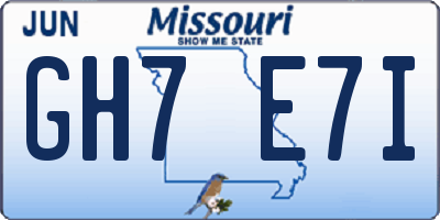 MO license plate GH7E7I
