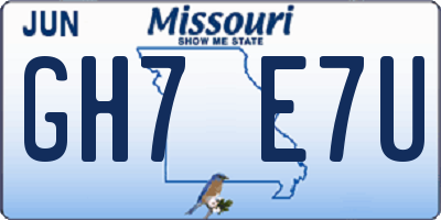 MO license plate GH7E7U