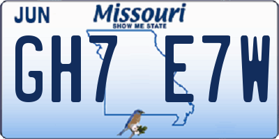 MO license plate GH7E7W