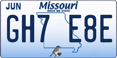MO license plate GH7E8E