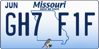 MO license plate GH7F1F