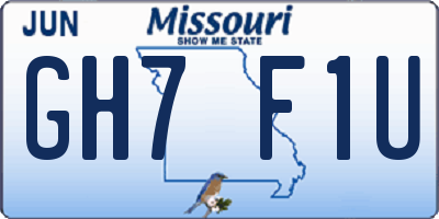 MO license plate GH7F1U