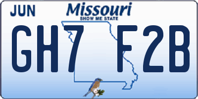 MO license plate GH7F2B