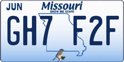 MO license plate GH7F2F