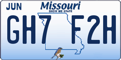 MO license plate GH7F2H