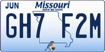 MO license plate GH7F2M
