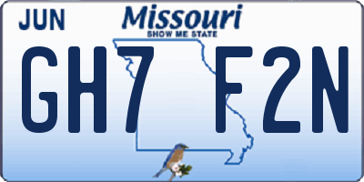 MO license plate GH7F2N